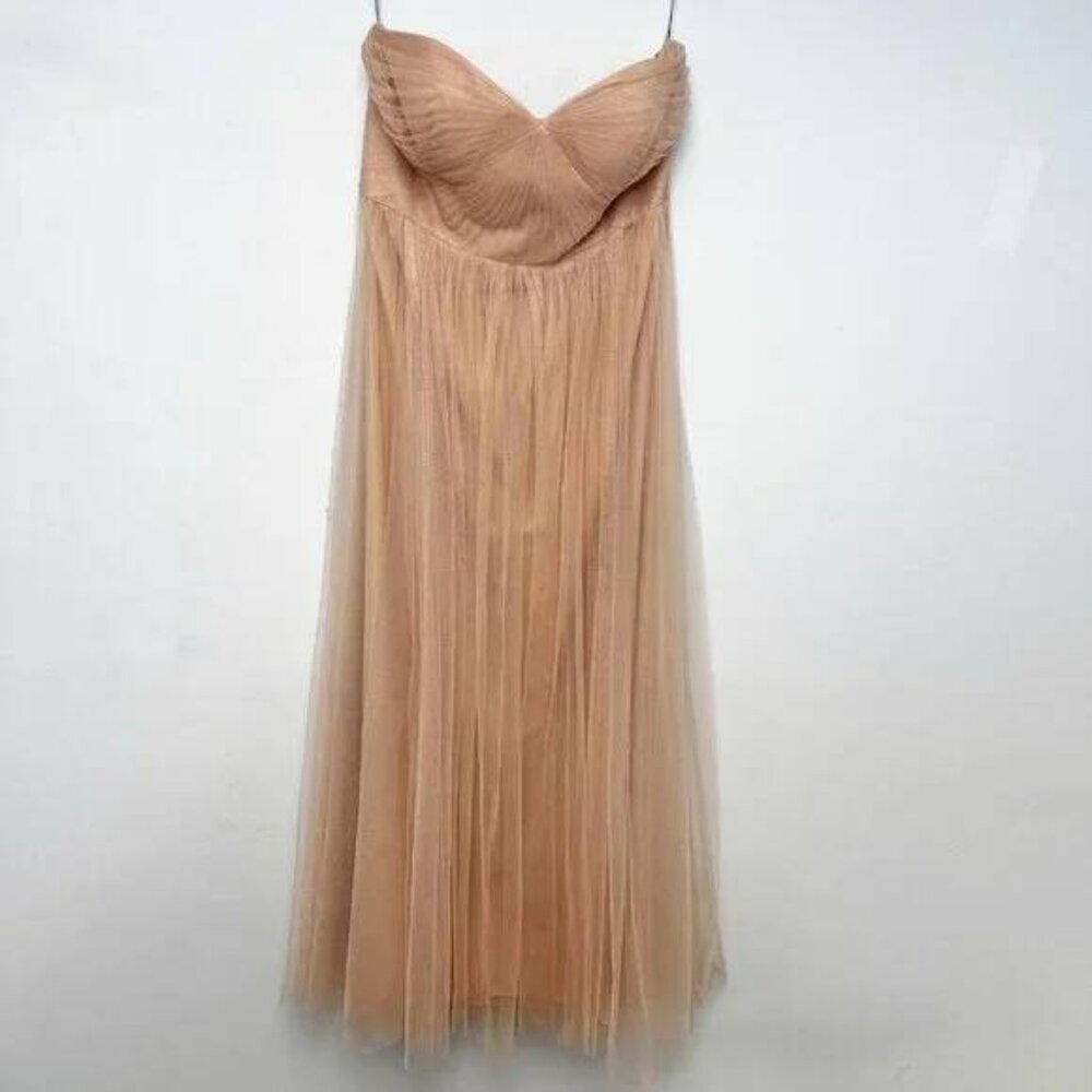 Jenny Yoo Collection Maia Bridesmaid Dress 16 Peach Pink Strapless Tulle Chiffon